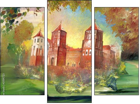 Ancient castle - Three-piece canvas print, Triptych