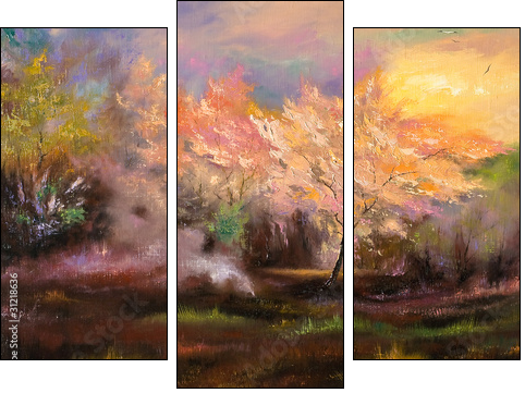 Storm, autumn, cloudy day - Three-piece canvas print, Triptych
