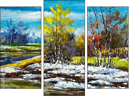 On suburb of wood in the winter - Three-piece canvas print, Triptych