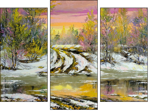 Spring high water - Three-piece canvas print, Triptych