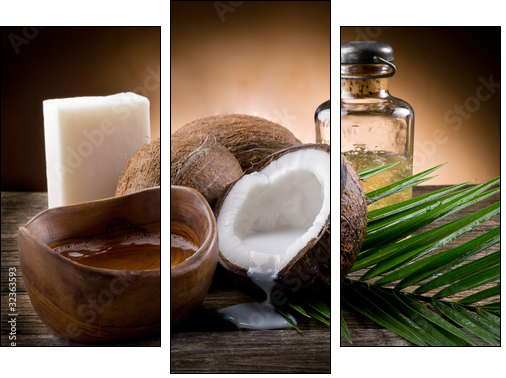 natural coconut walnut oil and soap - Three-piece canvas print, Triptych