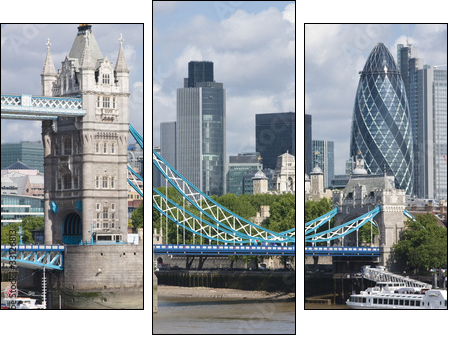 Tower Bridge and the Gherkin - Three-piece canvas print, Triptych