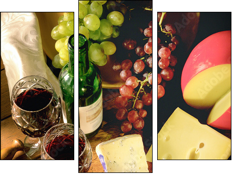wine and cheese - Three-piece canvas print, Triptych