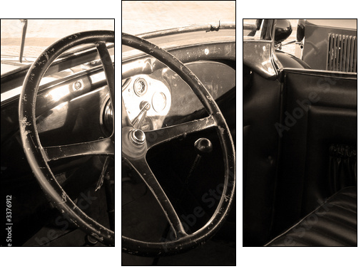 vintage car interior - Three-piece canvas print, Triptych