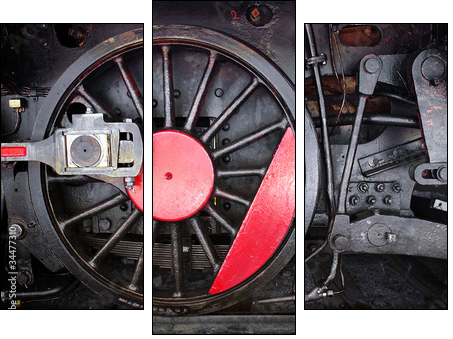 Locomotive Wheel - Three-piece canvas print, Triptych