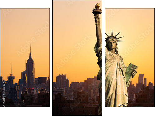 New York statue de la LibertÃ© - Three-piece canvas print, Triptych