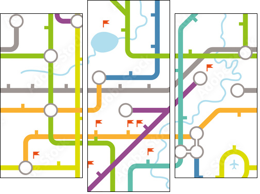 Subway map texture - Three-piece canvas print, Triptych