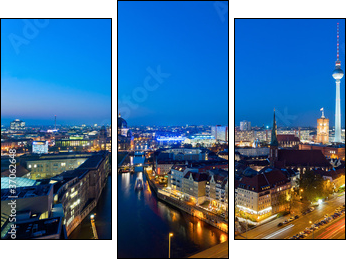 Berlin panorama at night - Three-piece canvas print, Triptych