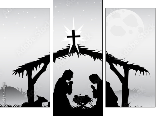 nativity scene,vector - Three-piece canvas print, Triptych