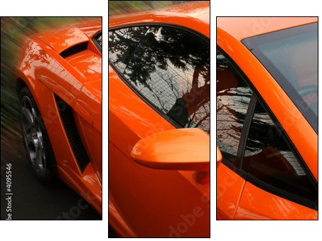 side of orange supercar - Three-piece canvas print, Triptych