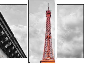 Eiffel tower monochrome and red - Three-piece canvas print, Triptych
