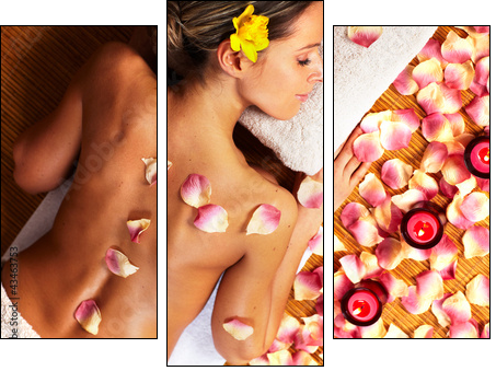 Young woman in Spa massage salon. - Three-piece canvas print, Triptych