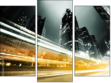 traffic in Hong Kong at night - Three-piece canvas print, Triptych