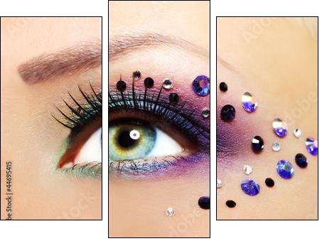 Beautiful Eye Makeup - Three-piece canvas print, Triptych