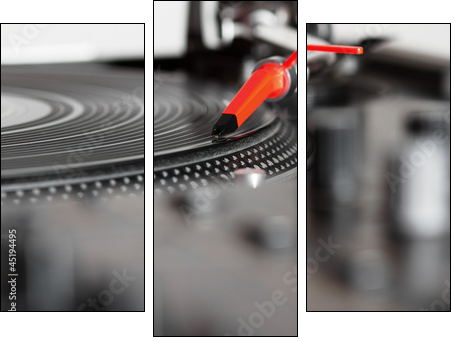 Turntable playing vinyl record - Three-piece canvas print, Triptych