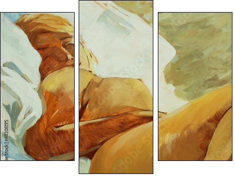 sleeping woman, picture oil on a canvas,  illustration - Three-piece canvas print, Triptych