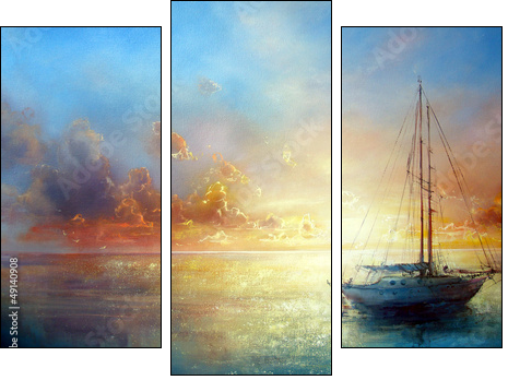 Seascape Pier - Three-piece canvas print, Triptych