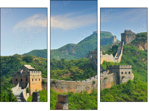 Great Wall of China in Summer with beautiful sky - Three-piece canvas print, Triptych