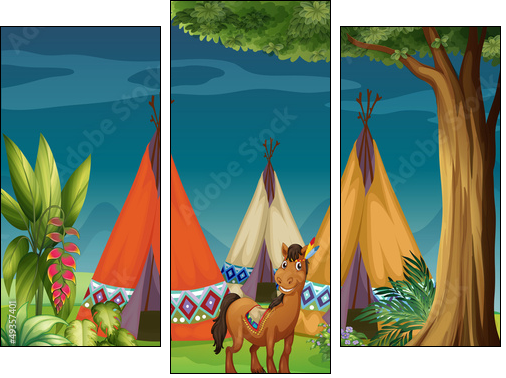 A donkey in the woods - Three-piece canvas print, Triptych