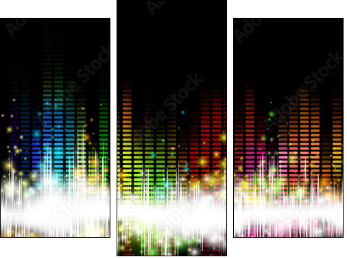 Vector Illustration of a Colorful Music Equalizer - Three-piece canvas print, Triptych