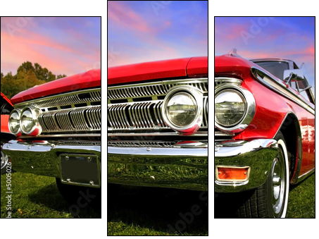 Red Muscle Car - Three-piece canvas print, Triptych