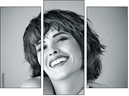 Photo of beautiful laughing woman - Three-piece canvas print, Triptych