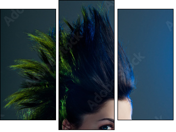 Beautiful woman with fashion hairstyle - Three-piece canvas print, Triptych