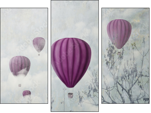 Pink Balloons - Three-piece canvas print, Triptych