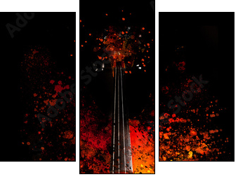 Violin is exploding - dispersion effect - - Three-piece canvas print, Triptych