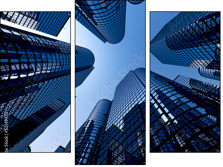 Reflective skyscrapers, business office buildings. - Three-piece canvas print, Triptych