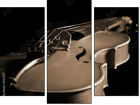 violin isolated on black - Three-piece canvas print, Triptych
