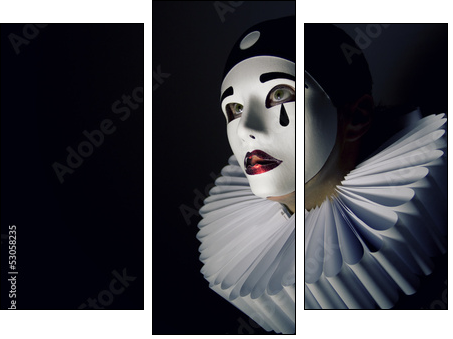 Pierrot mask - Three-piece canvas print, Triptych