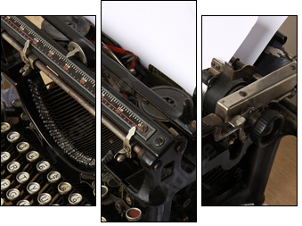 Typewriter with paper scattered - conceptual image - Three-piece canvas print, Triptych