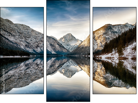 Reflection at Plansee (Plan Lake), Alps, Austria - Three-piece canvas print, Triptych
