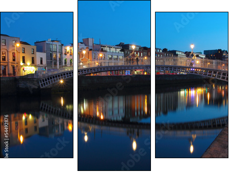 Dublin night scene - Three-piece canvas print, Triptych