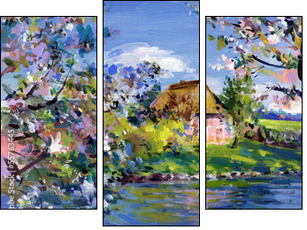 frÃ¼hling landschaft malerei - Three-piece canvas print, Triptych