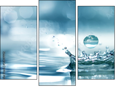 Splash water - Three-piece canvas print, Triptych