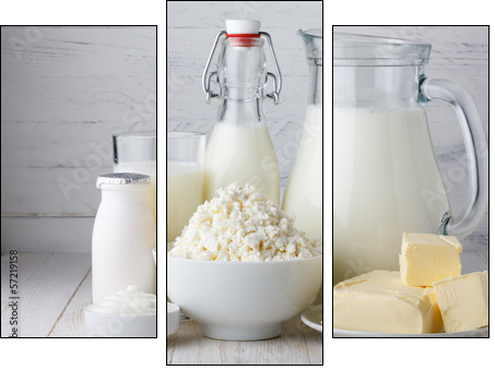 Dairy products - Three-piece canvas print, Triptych