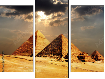 giza pyramids, cairo, egypt - Three-piece canvas print, Triptych