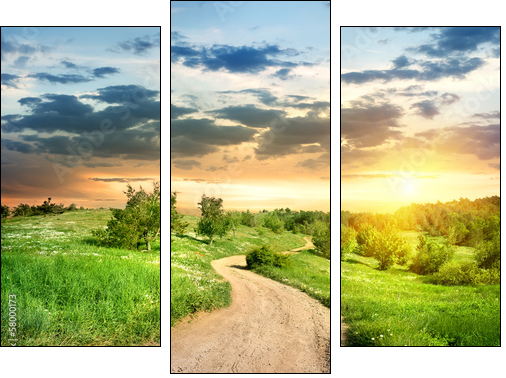 Road in the evening - Three-piece canvas print, Triptych