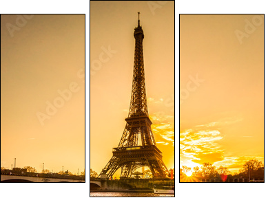 Eiffel tower at sunrise, Paris. - Three-piece canvas print, Triptych