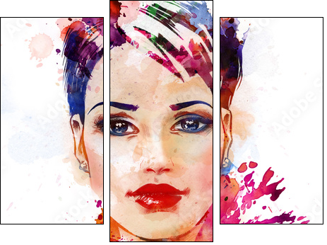 Fashion illustration of the beautiful girl - Three-piece canvas print, Triptych