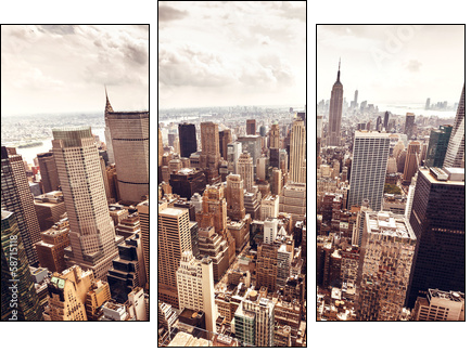 Manhattan skyline aerial view - Three-piece canvas print, Triptych