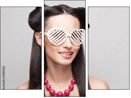 Pin Up model in heart shaped sunglasses - Three-piece canvas print, Triptych