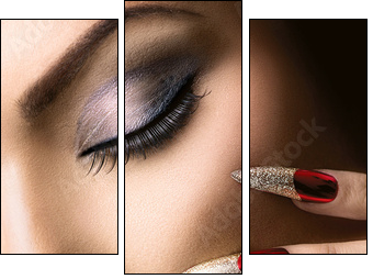 Fashion Beauty Model Girl. Manicure and Make-up - Three-piece canvas print, Triptych