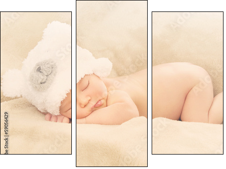 Sleeping newborn baby - Three-piece canvas print, Triptych