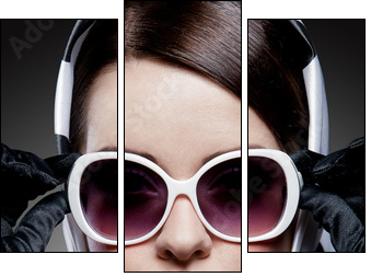 gorgeous caucasian brunette with sunglasses - Three-piece canvas print, Triptych