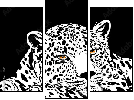 leopard with gold eyes - Three-piece canvas print, Triptych