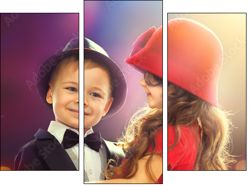 Lovely little boy and girl dancing - Three-piece canvas print, Triptych
