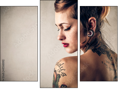 tattoos and beauty - Three-piece canvas print, Triptych
